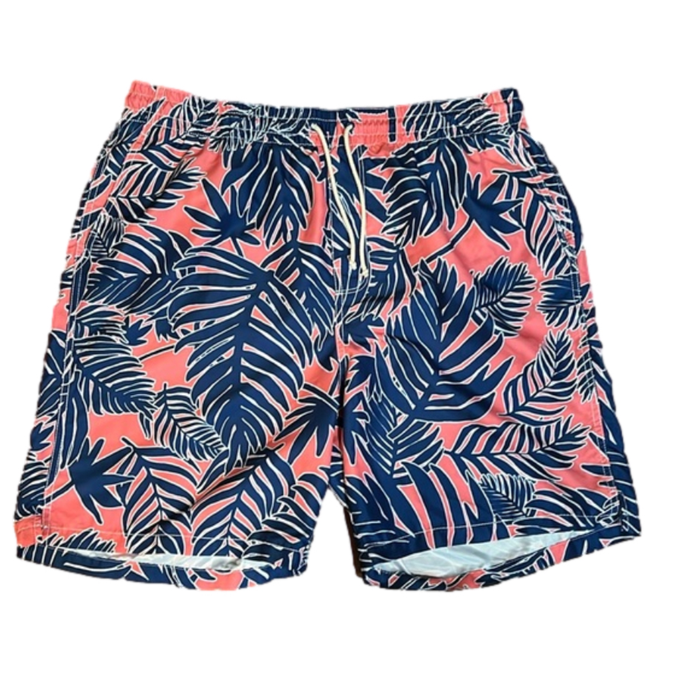 old navy mens XL Pink and blue coral patterned swim trunks